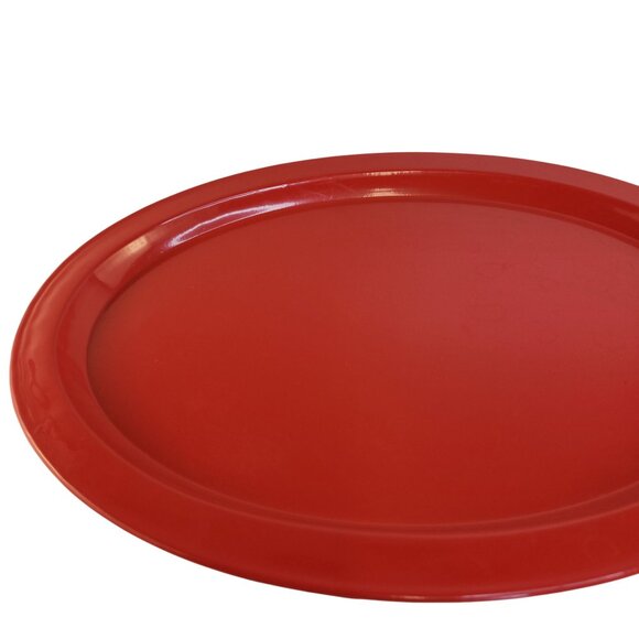Red Oval Serving Platter 15" x 11" Durable Tin Lightweight Holiday Tray - Picture 6 of 6